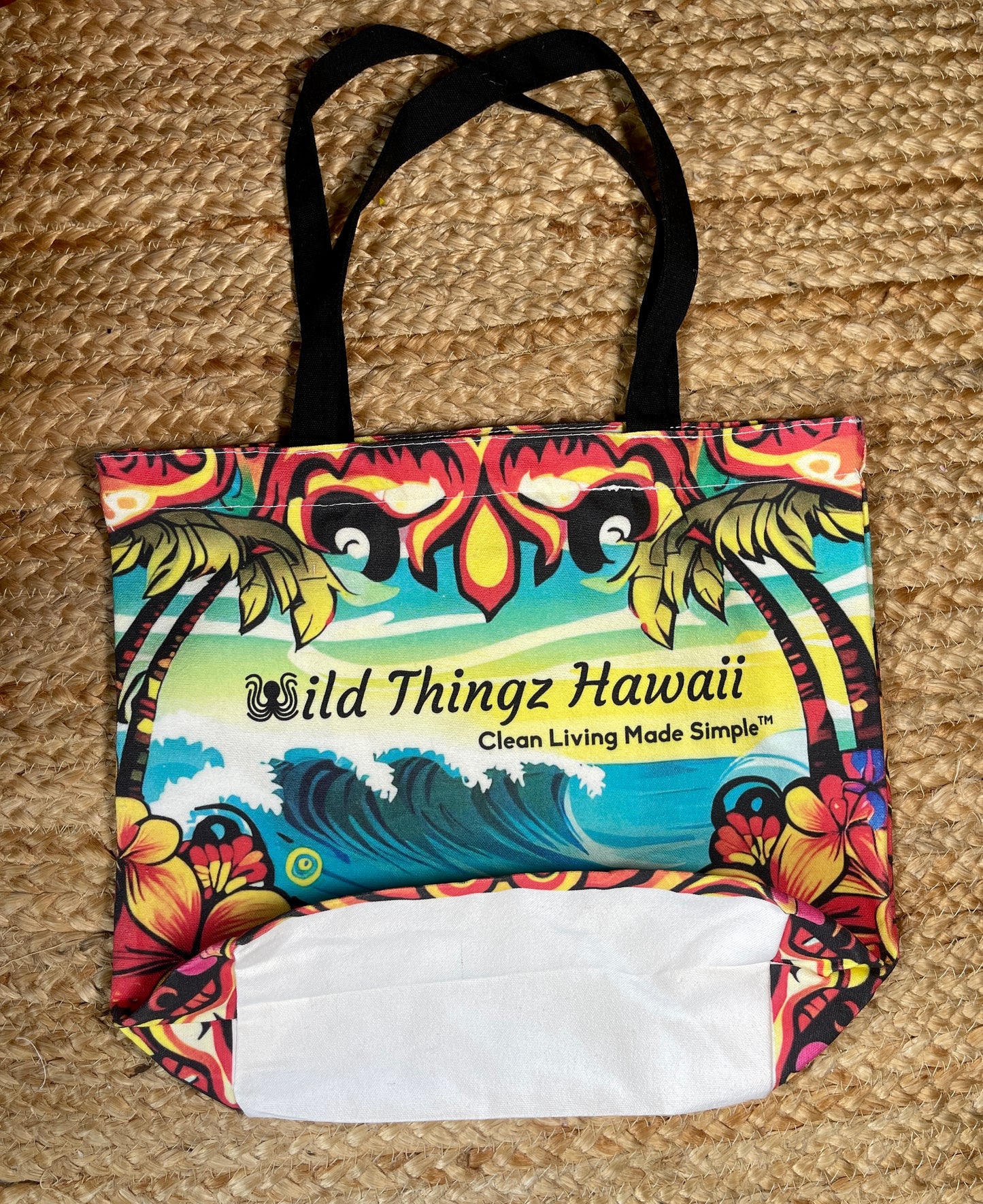 Wild Thingz Hawaii Reusable Canvas Tote with Zippered Pocket
